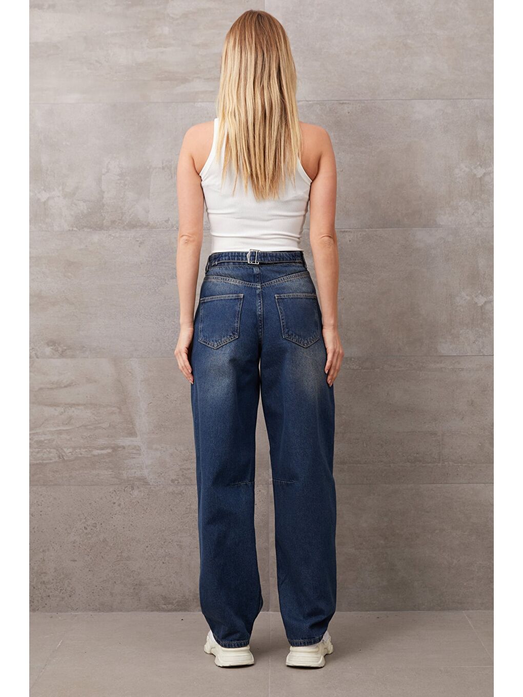 Mavi Yüksek Bel Palazzo Jean-2