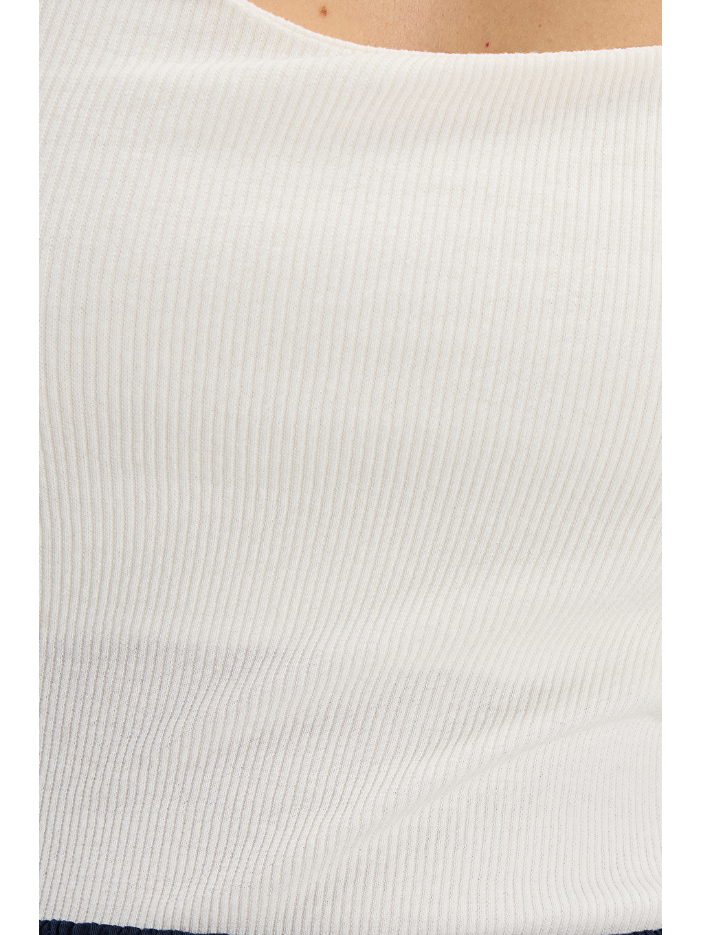 Kadın Slim Fit Dar Kesim Pamuklu Halter Yaka Kaşkorse Ekru Crop-3