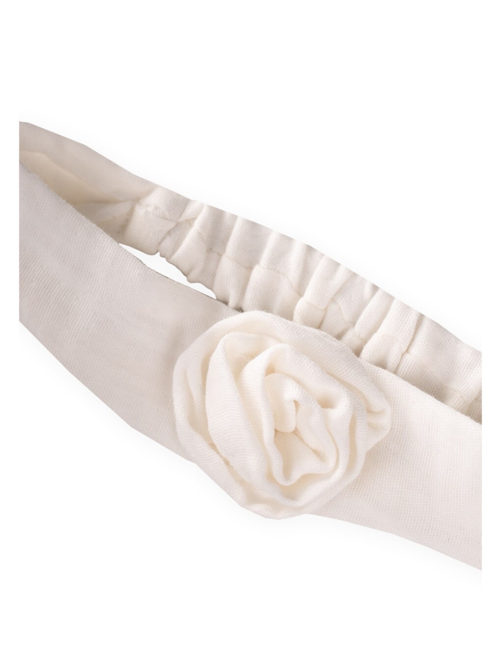 Müslin Gül Figürlü Lastik Bandana Ekru-1