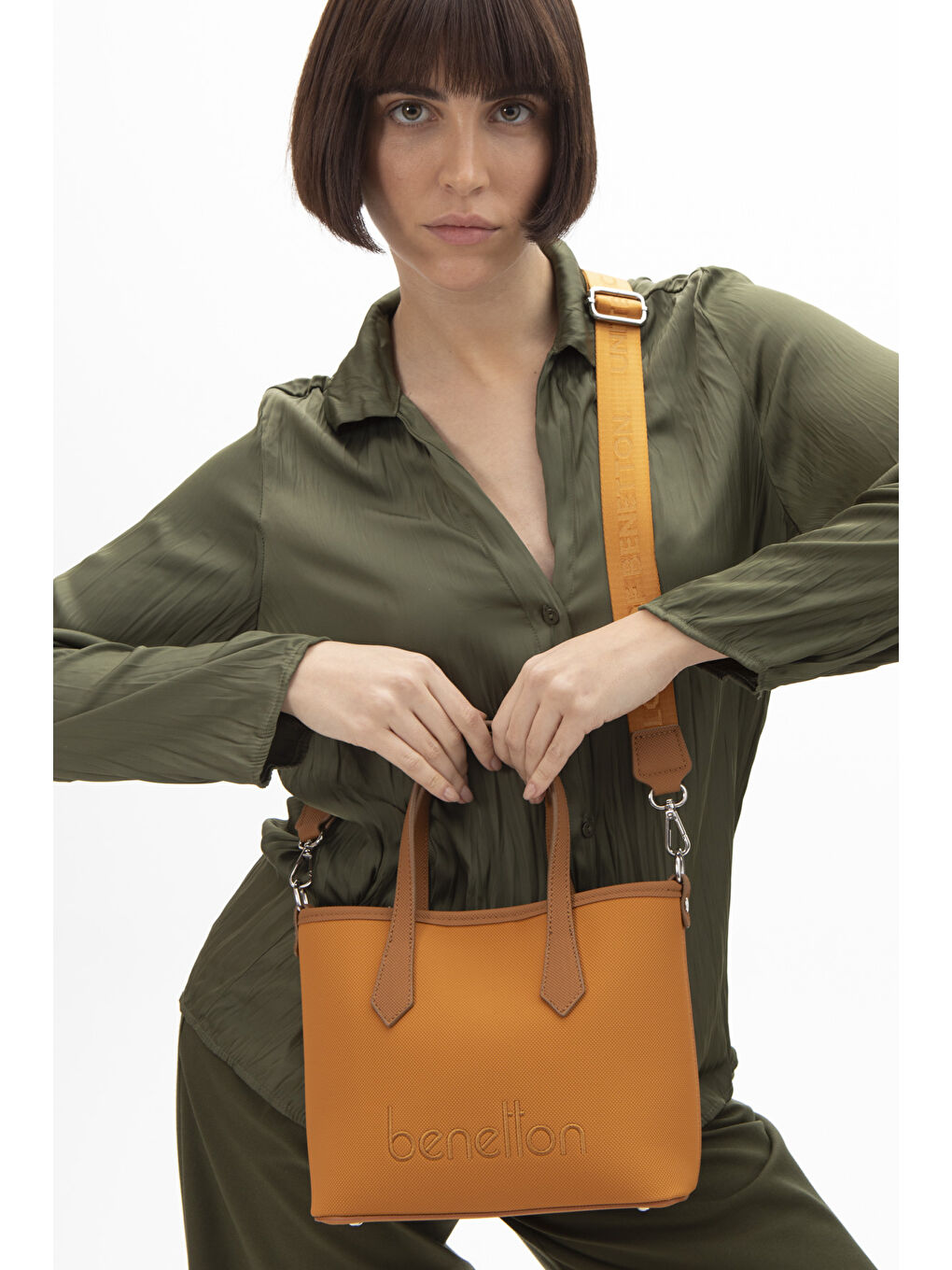 Kahverengi Kadin El Çantasi Hardal-Camel BNT1588-1