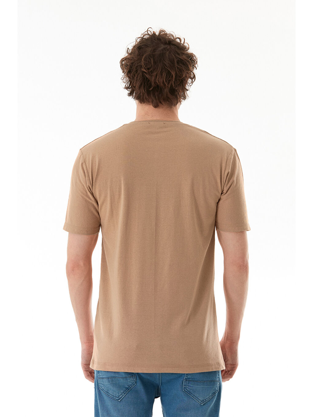 Kahverengi Why Not Yazı Baskılı Bisiklet Yaka Tişört-3