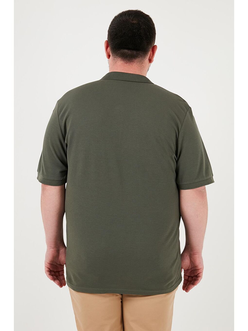 Haki Pamuklu Regular Fit Büyük Beden Polo Yaka Tişört Erkek POLO YAKA Tişört 5902127B-4