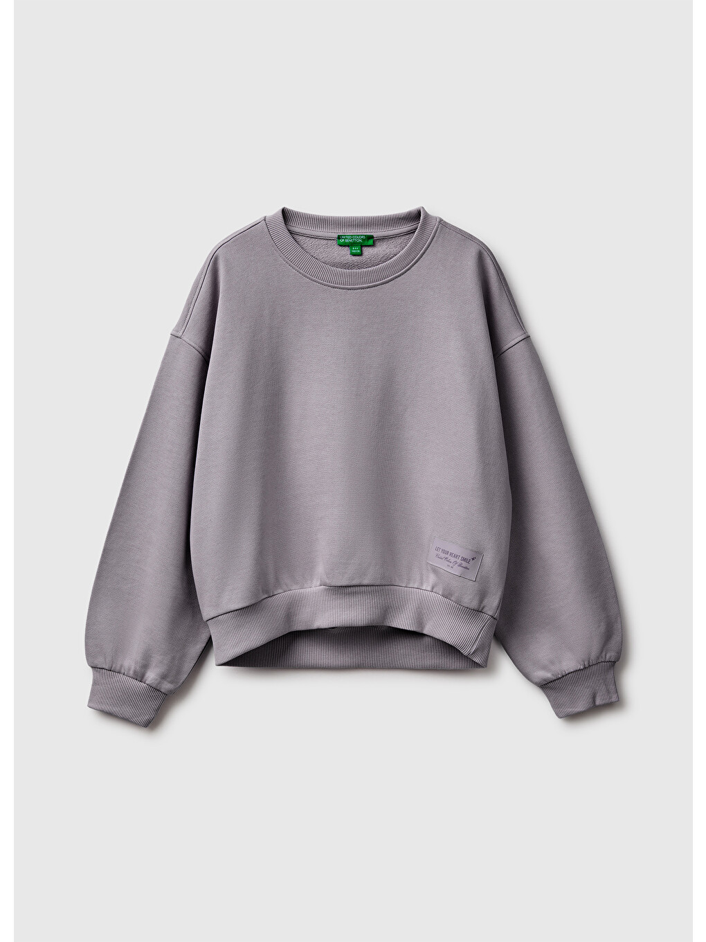 Kız Çocuk Koyu Gri Ribanalı Uzun Kollu Bisiklet Yaka Sweatshirt