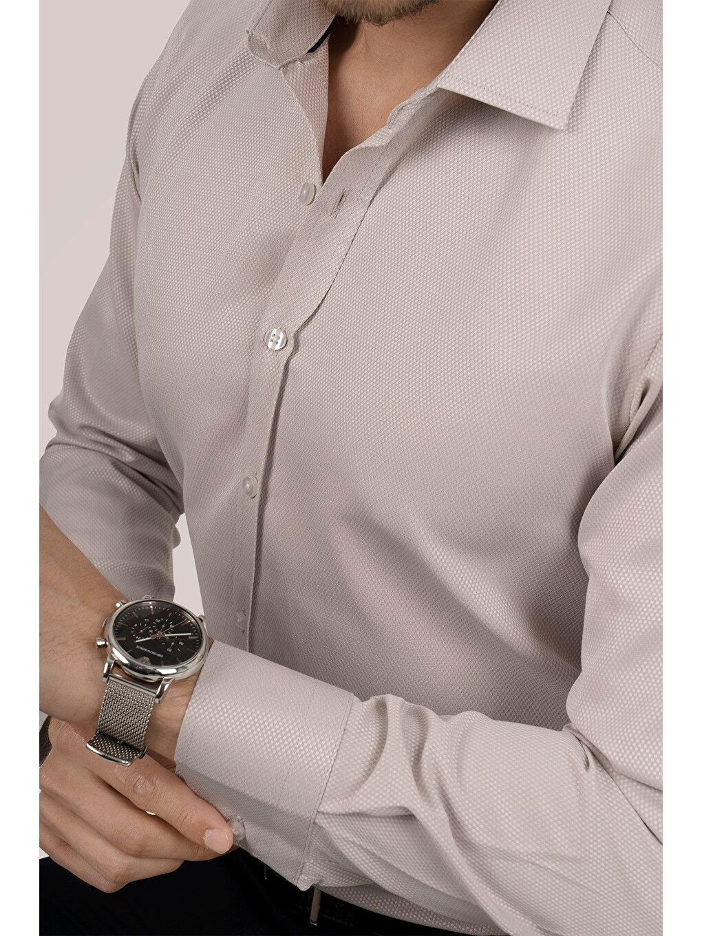 Kahverengi Sütlü Kahve Slimfit Erkek Gömlek