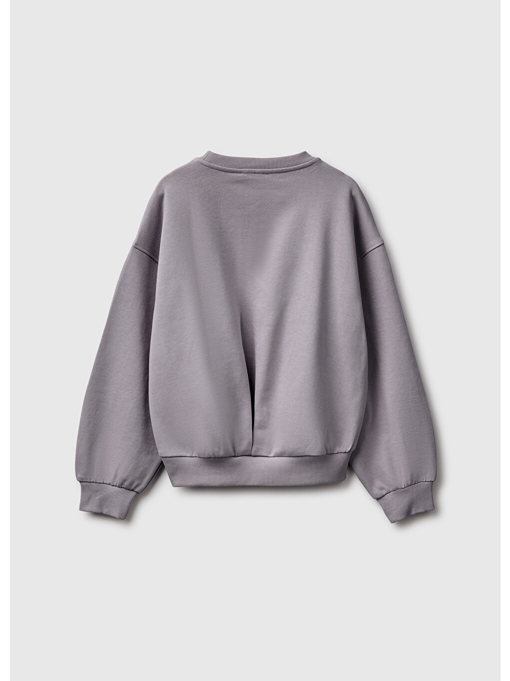 Kız Çocuk Koyu Gri Ribanalı Uzun Kollu Bisiklet Yaka Sweatshirt-1