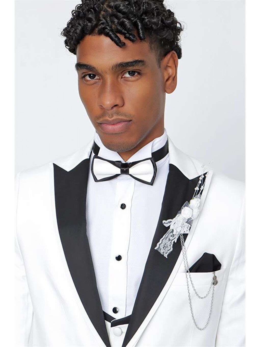 Kahverengi Açık Krem Armürlü Kırlangıç Yaka Astarlı Yelekli 6 Drop Slim Fit Smokin Damatlık 1001220206-4