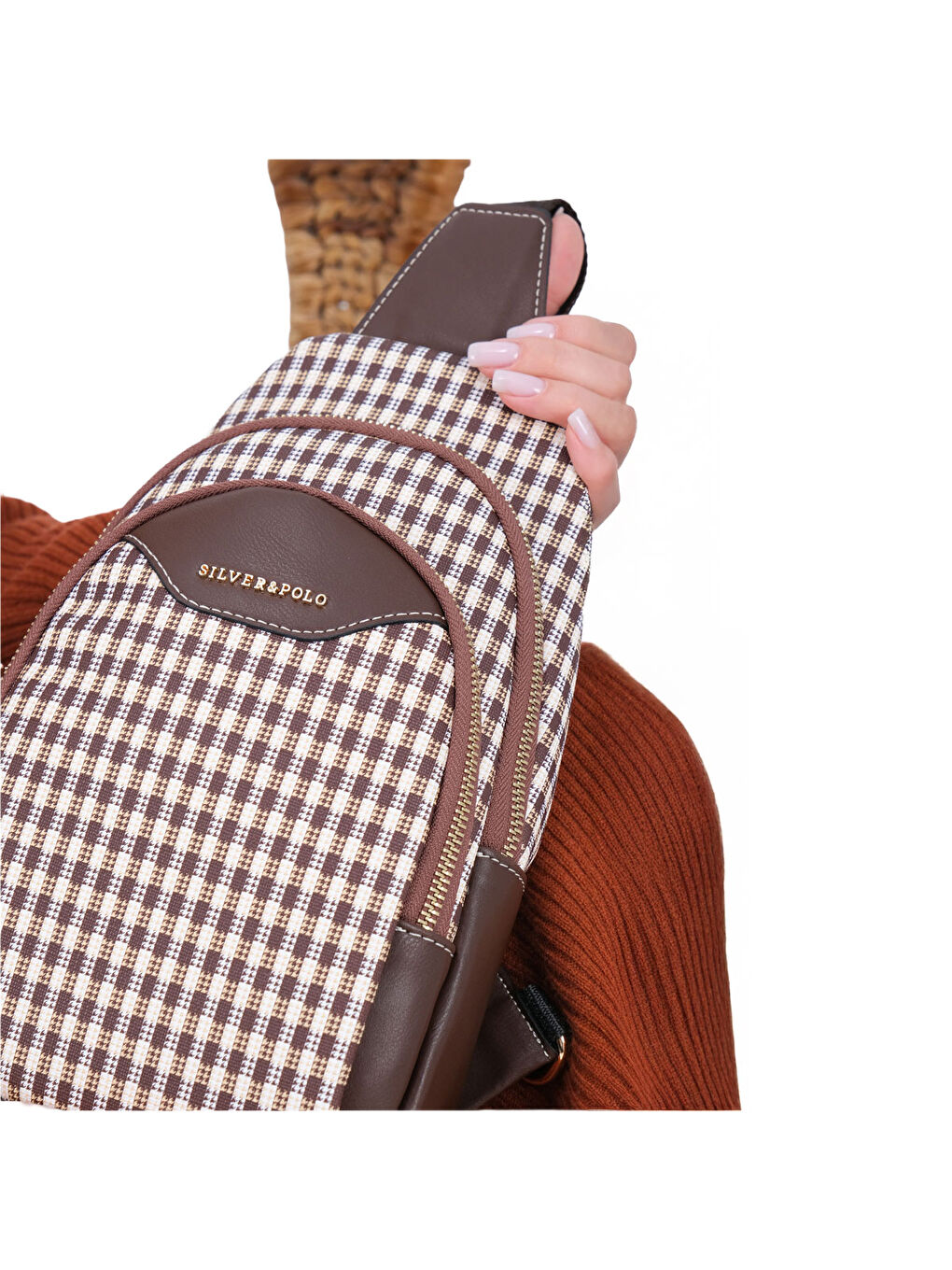 Kahverengi Kadın Çapraz Göğüs Çantası 959-48066 SILVER POLO FREEBAG M191 KAHVE SARI-MAT KAHVE-1