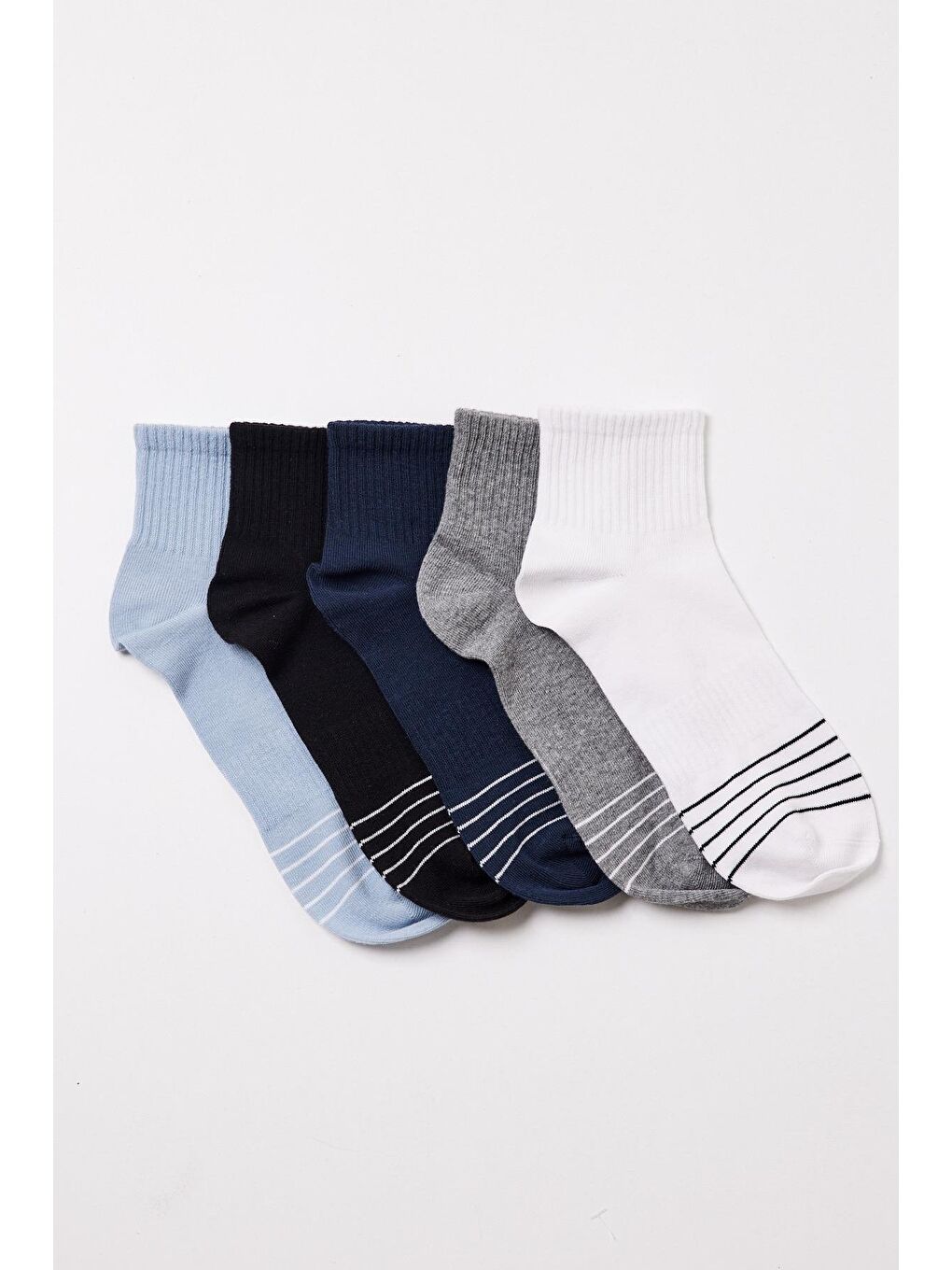 Karışık Erkek Çizgili 5'Li Paket Step Patik Çorap