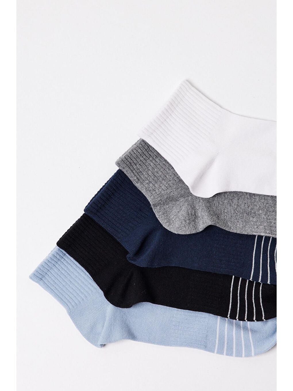Karışık Erkek Çizgili 5'Li Paket Step Patik Çorap-1