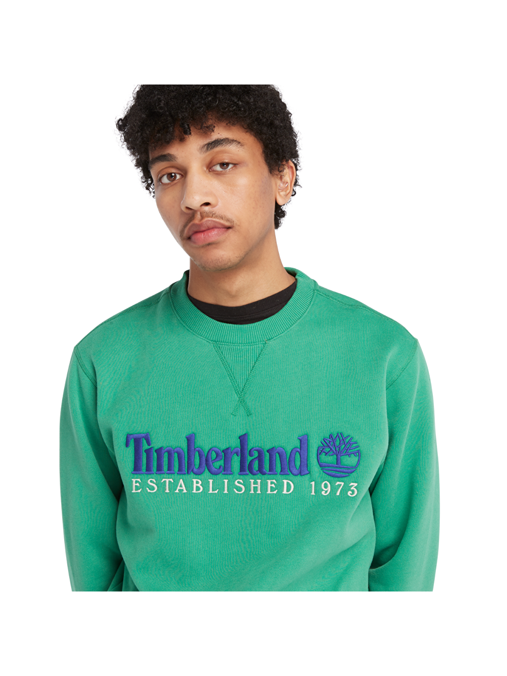 Timberland Yeşil Embroidery Logo Brush Back Erkek Yeşil Sweatshirt