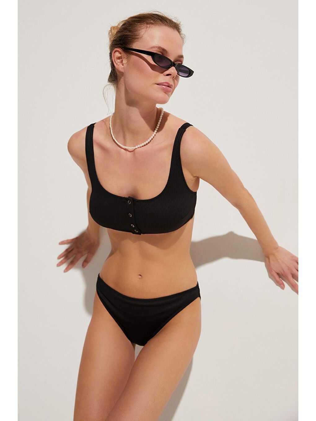 Siyah Normal Bel Ribanalı Bikini Altı