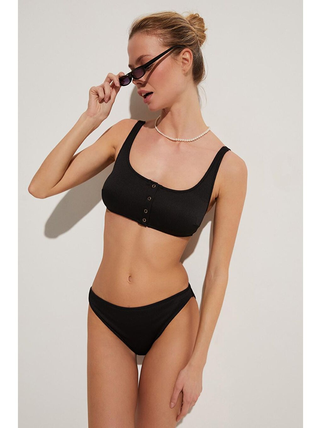 Siyah Normal Bel Ribanalı Bikini Altı-2