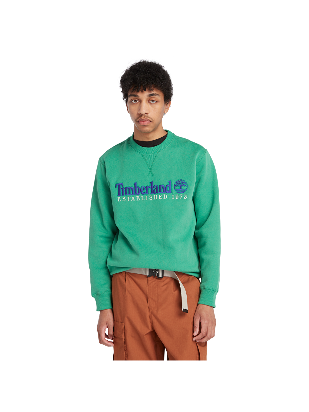 Timberland Yeşil Embroidery Logo Brush Back Erkek Yeşil Sweatshirt - 2