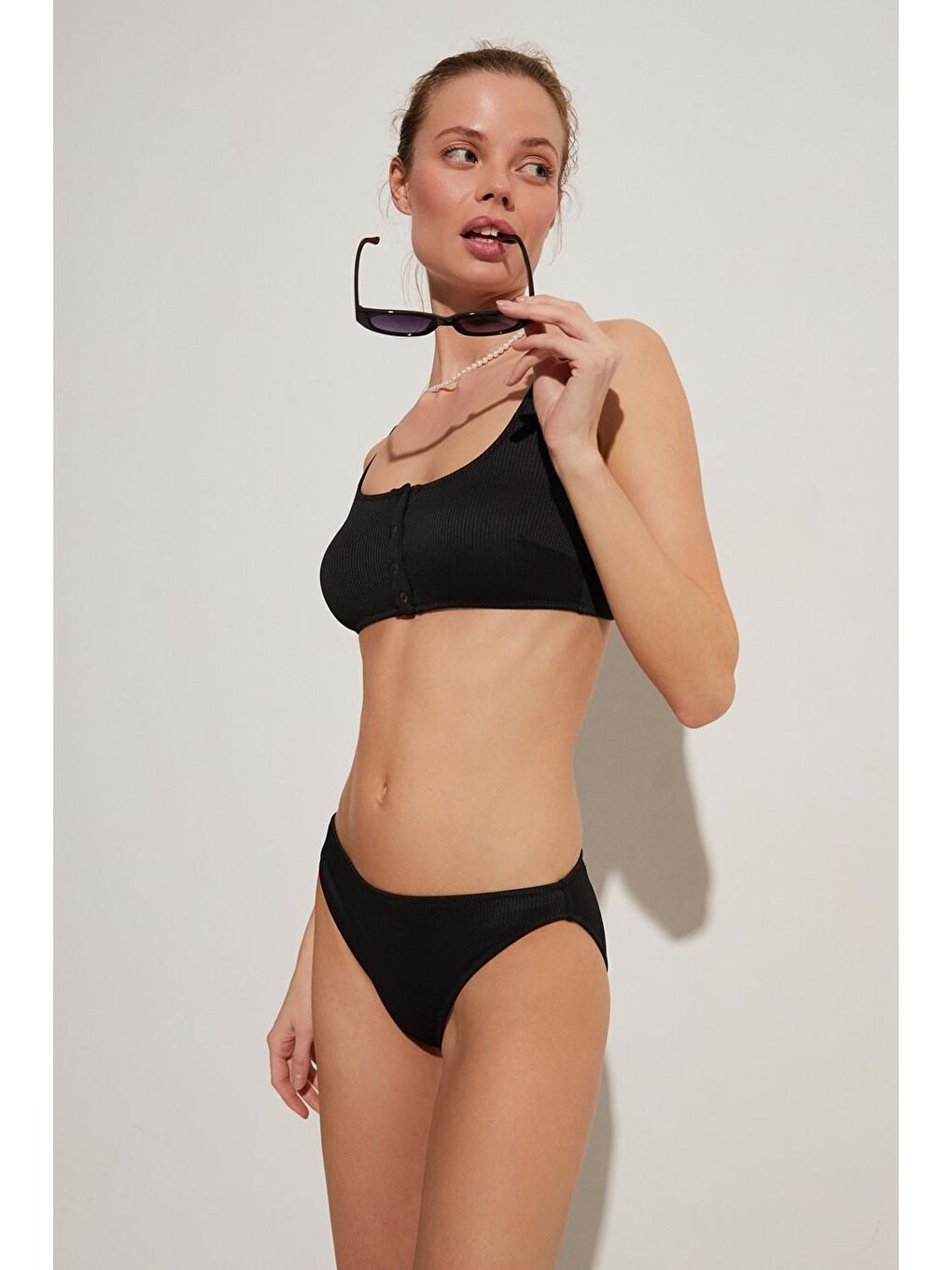 Siyah Normal Bel Ribanalı Bikini Altı-4