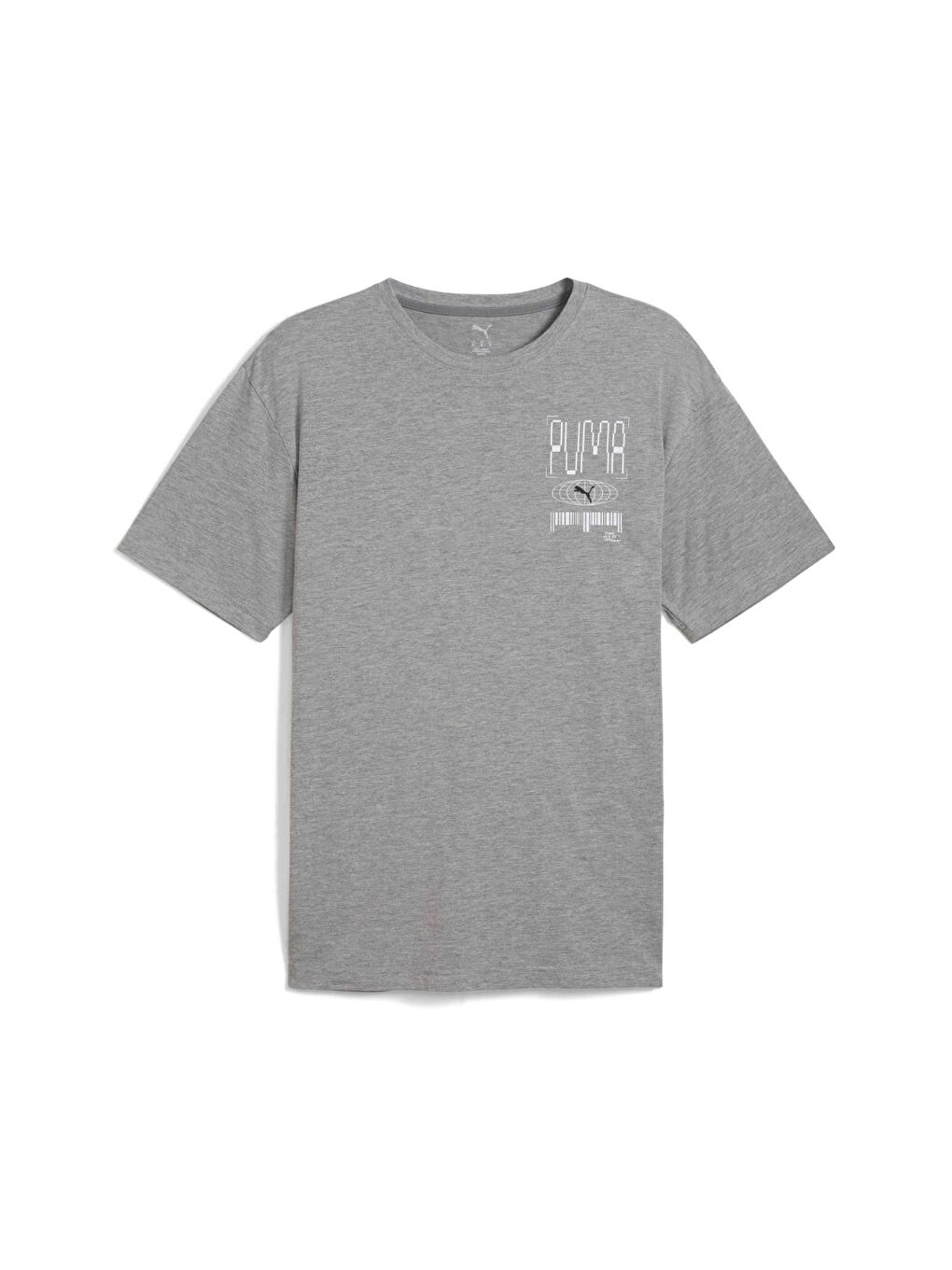 M Graphics Train Relaxed Erkek Gri Yuvarlak Yaka Tişört