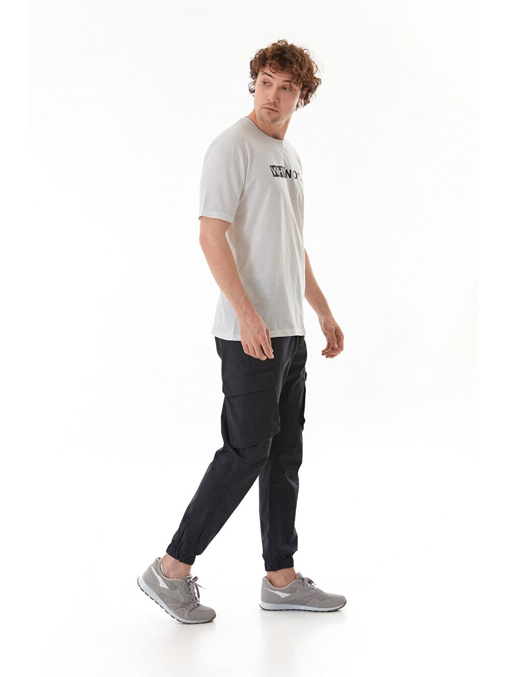 Beyaz Why Not Yazı Baskılı Bisiklet Yaka Tişört-2