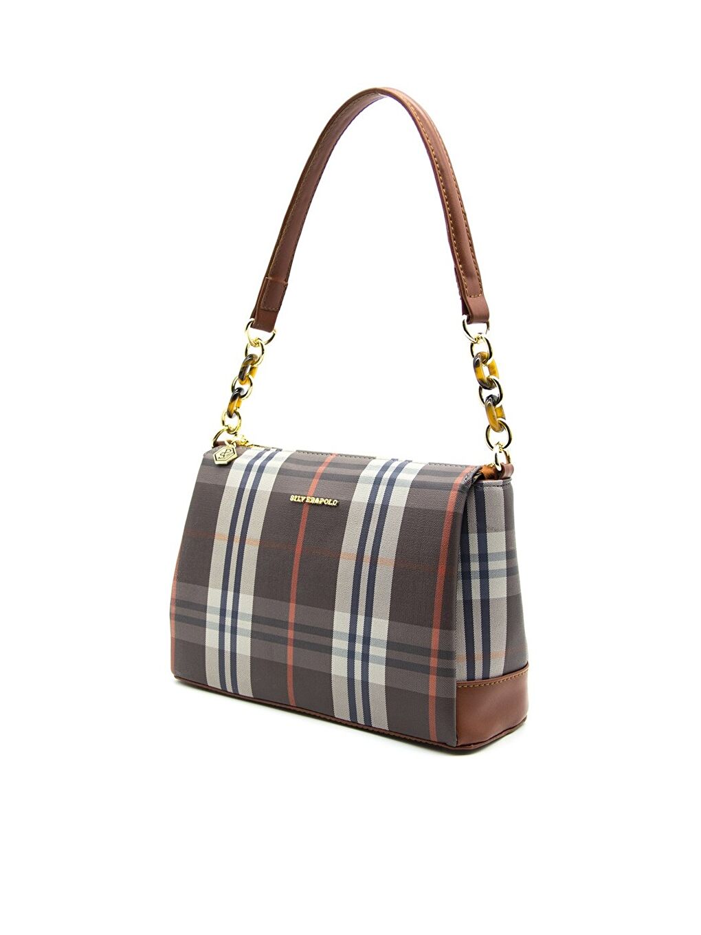 Kahverengi Kadın 910-35906 SILVER POLO ÇAPRAZ ÇANTA MK80 KAHVE-MAT SİYAH-1