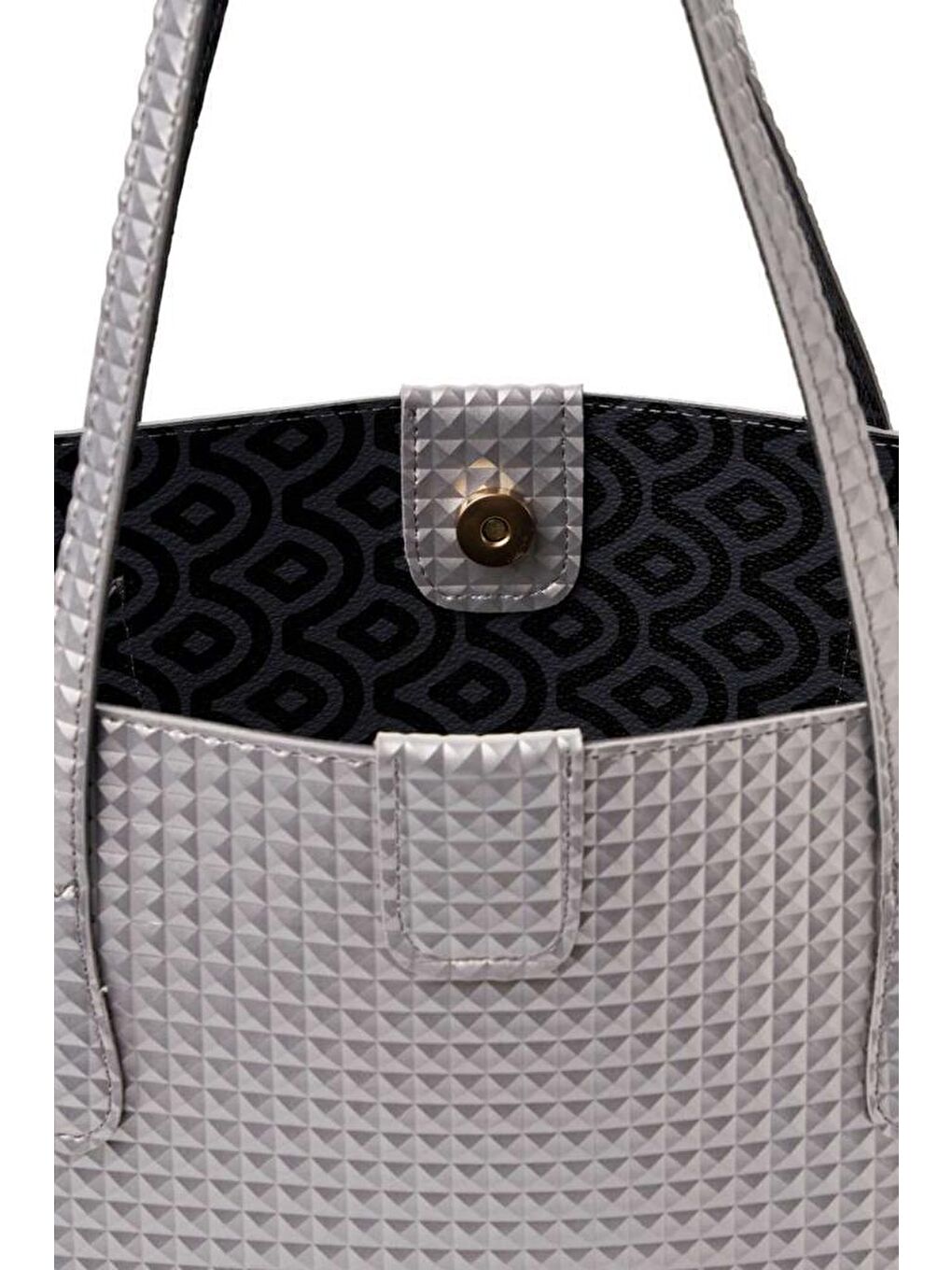 Gri Kadın Büyük Suni Deri Tote Omuz Çantası-2