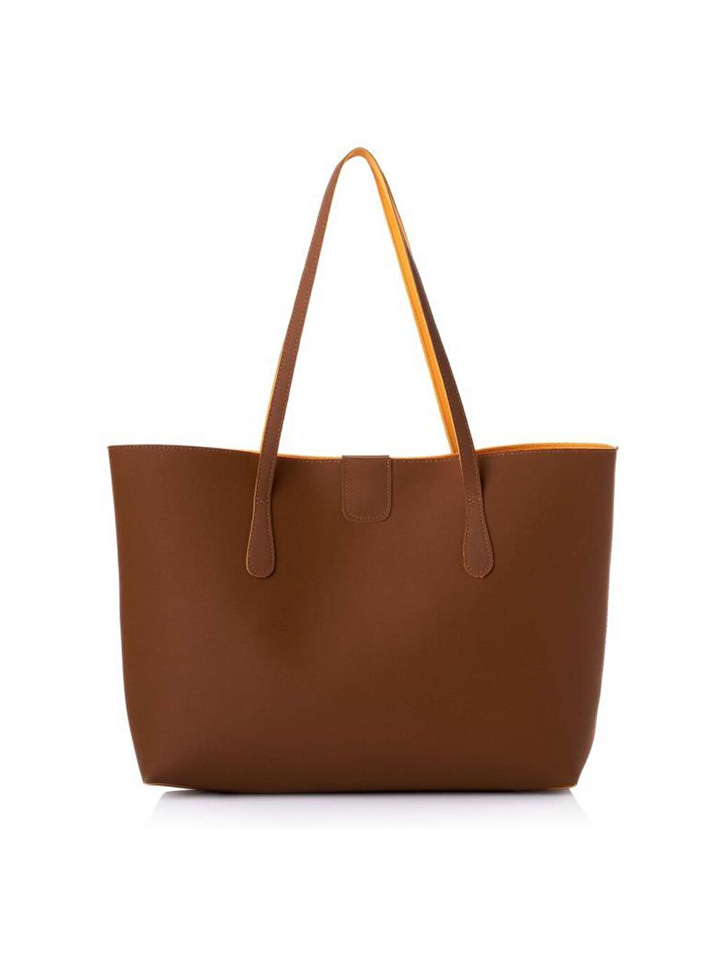 Kahverengi Kadın Büyük Suni Deri Tote Omuz Çantası-1