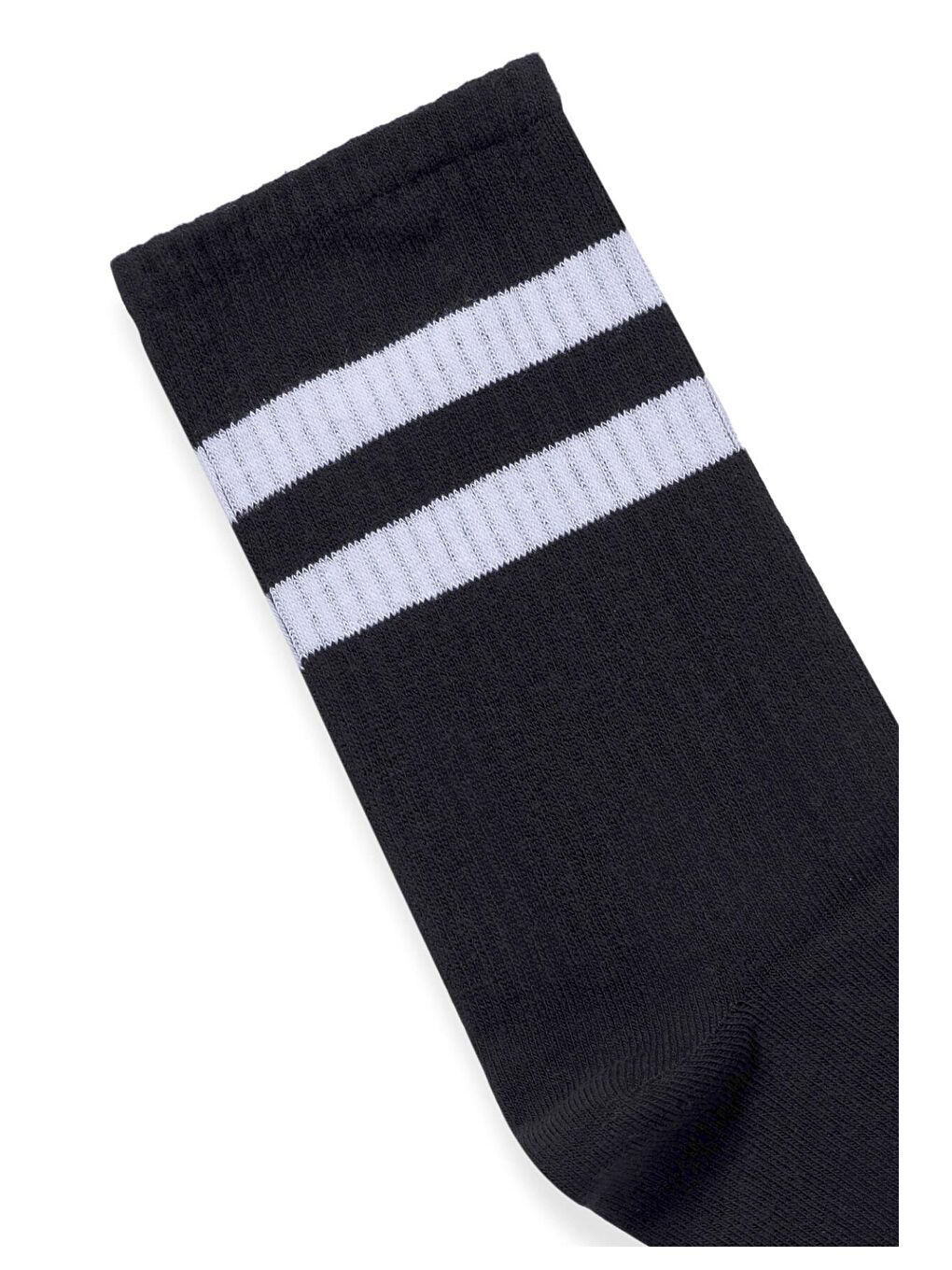 Şeritli Tenis Çorap Siyah-1