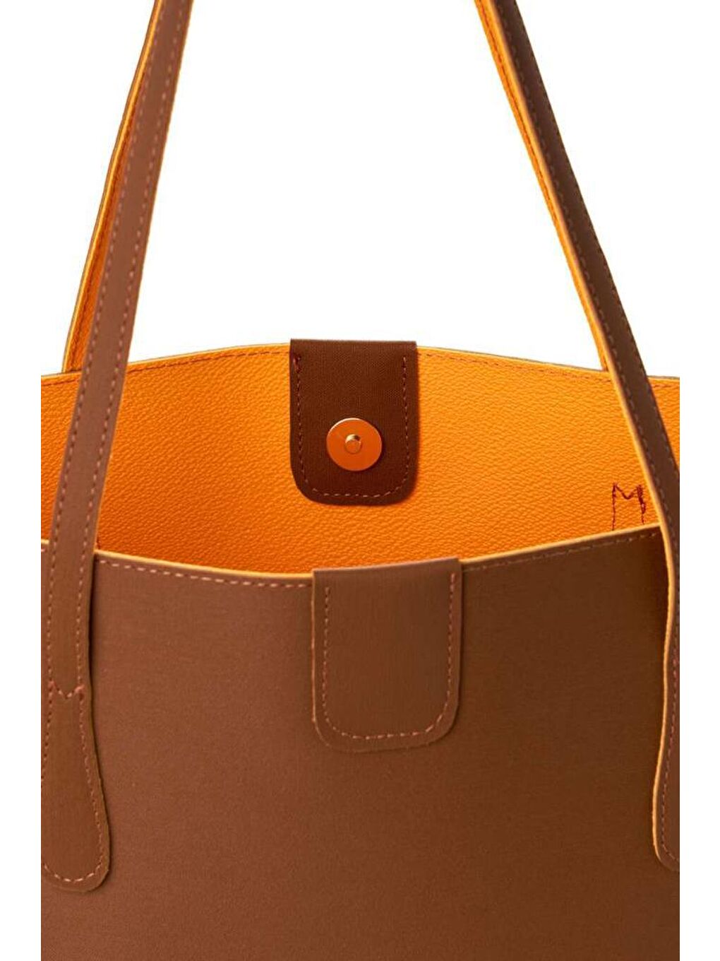 Kahverengi Kadın Büyük Suni Deri Tote Omuz Çantası-2