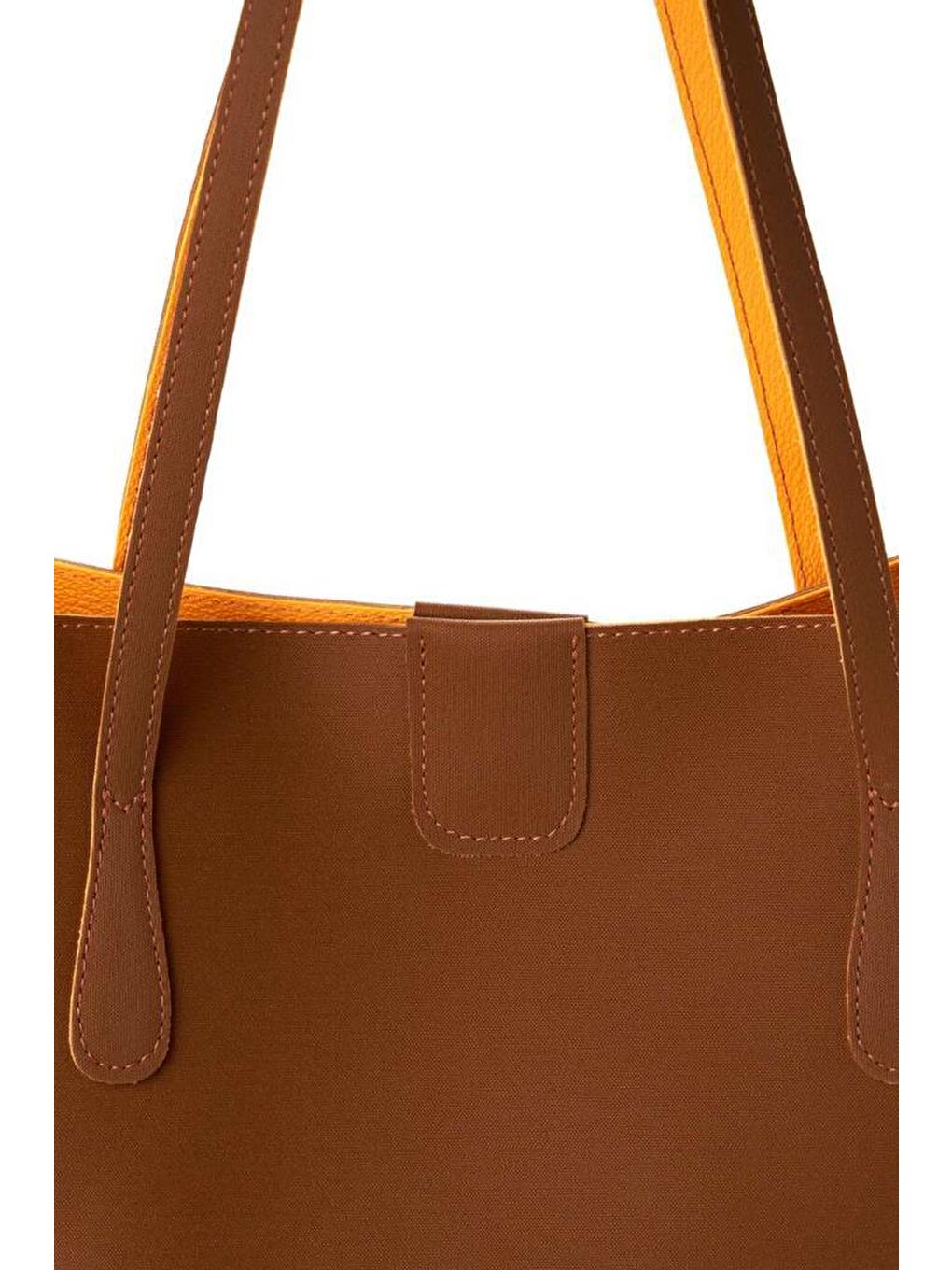 Kahverengi Kadın Büyük Suni Deri Tote Omuz Çantası-3