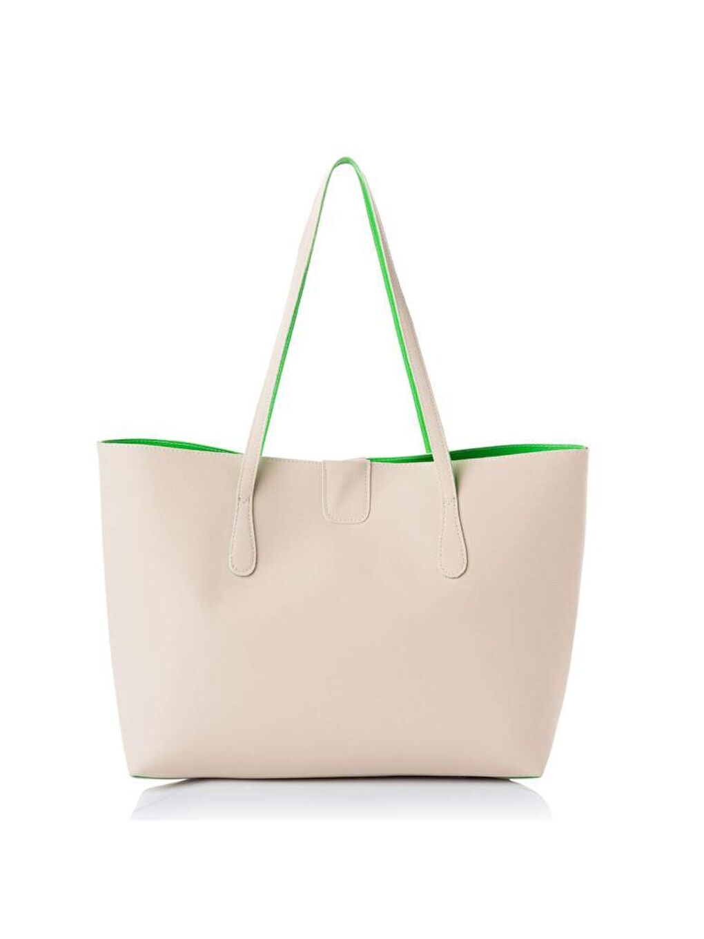 Beyaz Kadın Büyük Suni Deri Tote Omuz Çantası-1