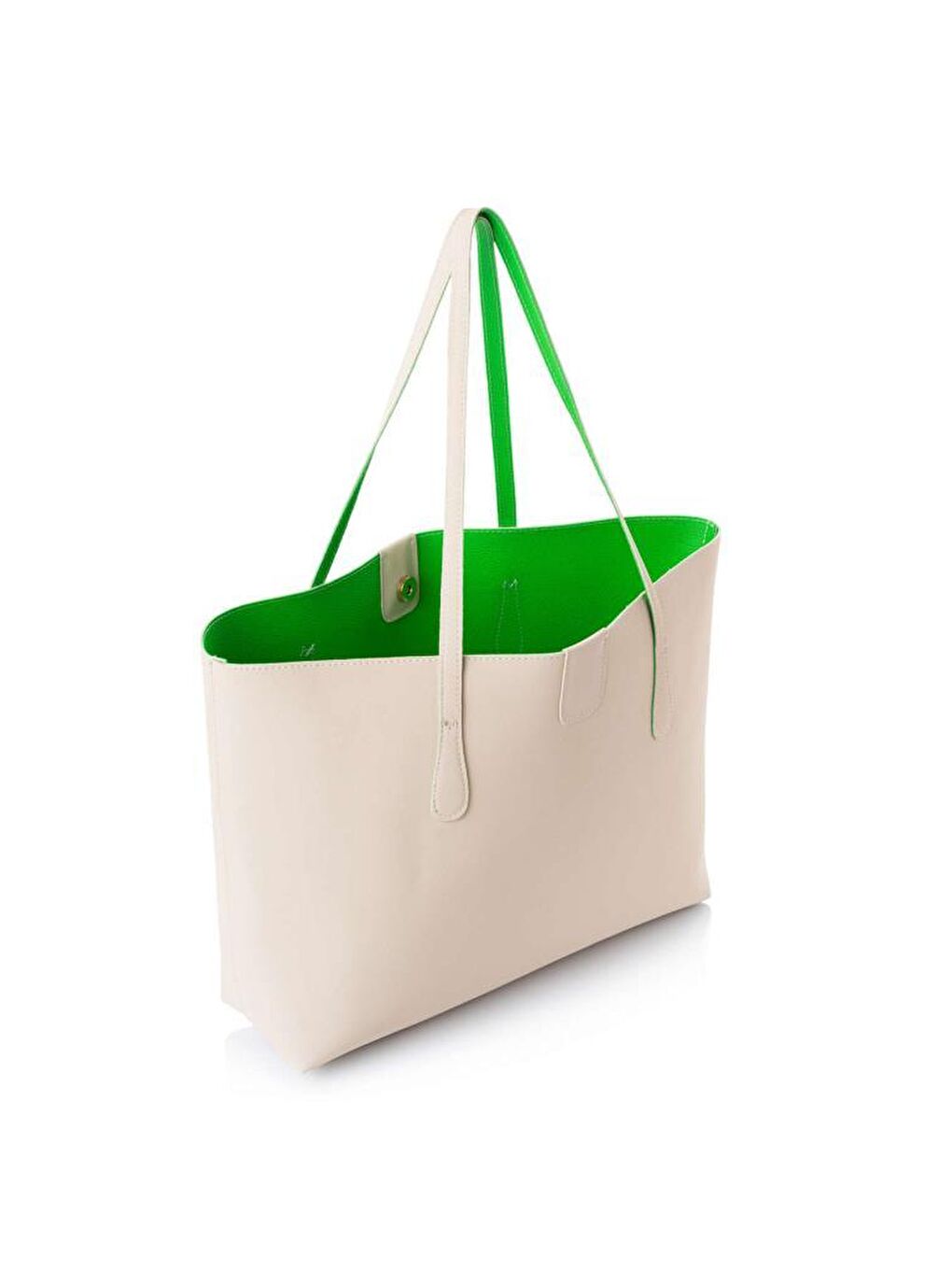 Beyaz Kadın Büyük Suni Deri Tote Omuz Çantası-2