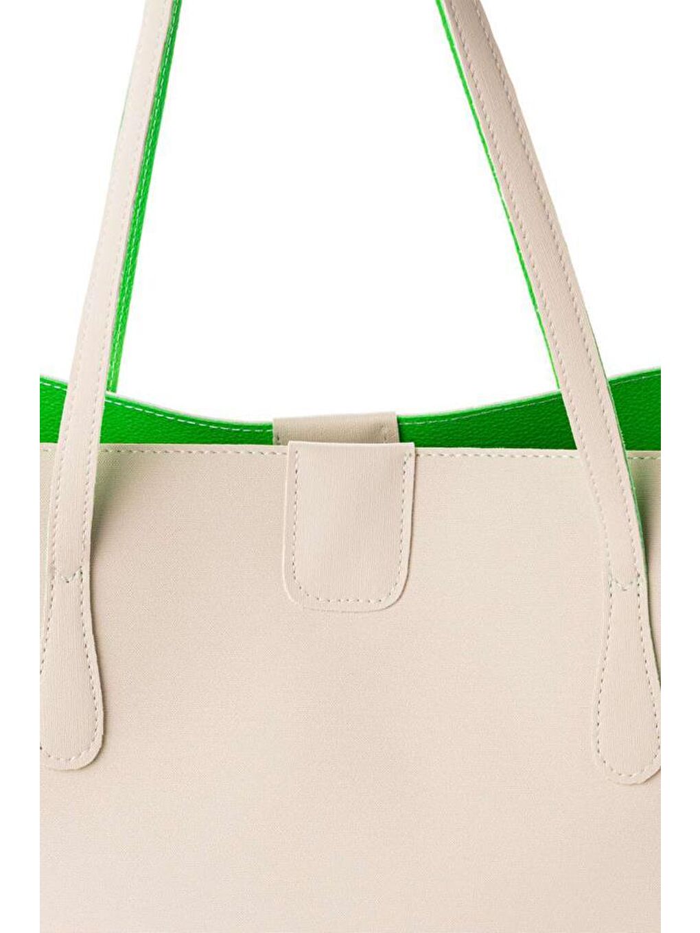 Beyaz Kadın Büyük Suni Deri Tote Omuz Çantası-3