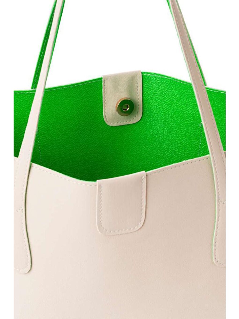 Beyaz Kadın Büyük Suni Deri Tote Omuz Çantası-4