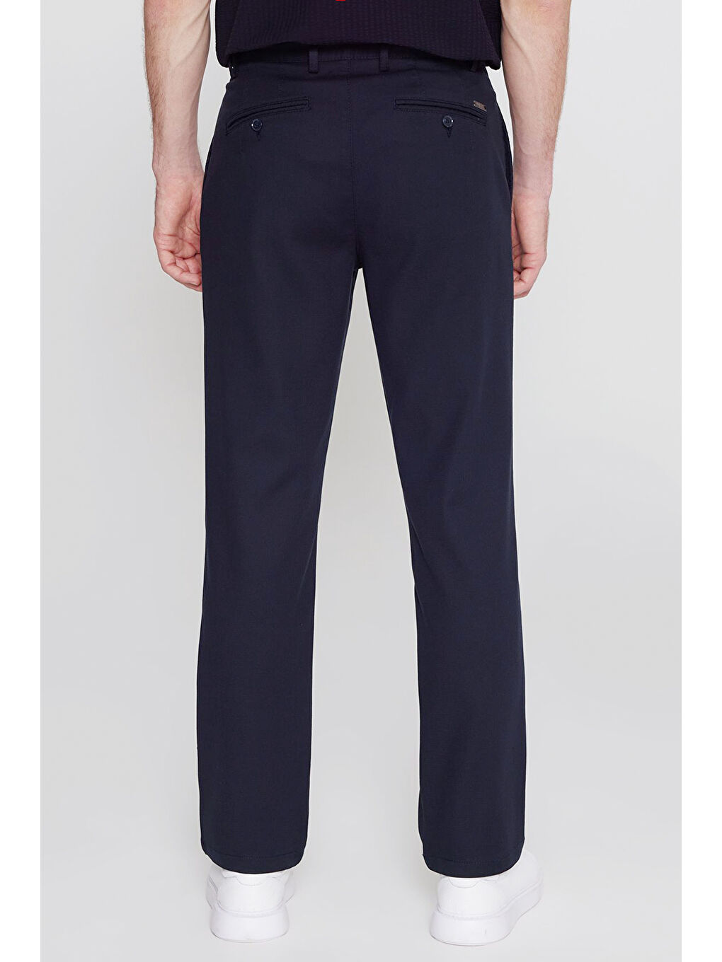 Erkek Lacivert Regular Fit Normal Kesim Yan Cepli Armürlü Casual Pantolon-4