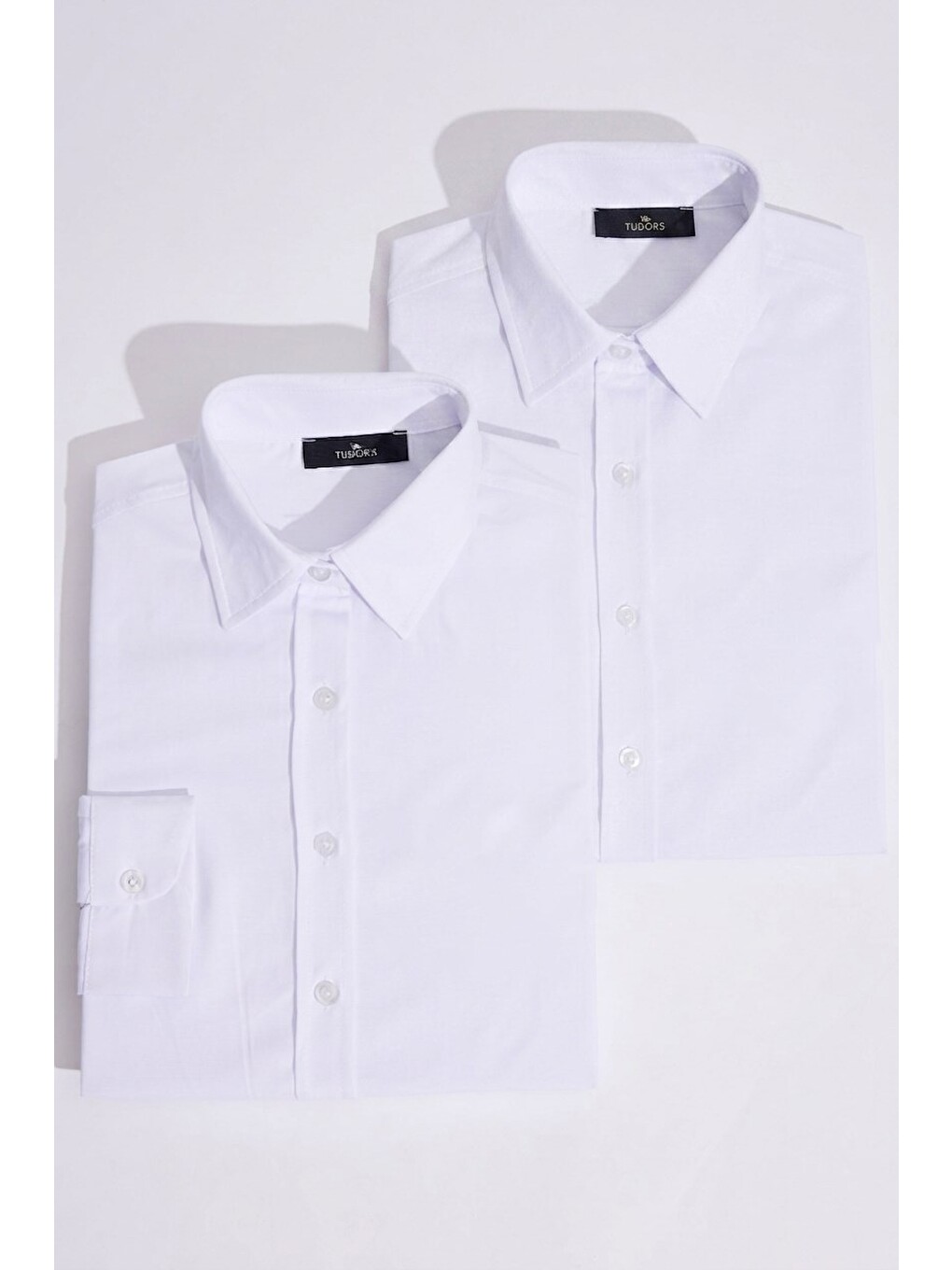 Kadın 2'li Paket Beyaz Slim Fit Dar Kesim Uzun Kollu Pamuklu Vücuda Oturan Dokulu Basic Gömlek