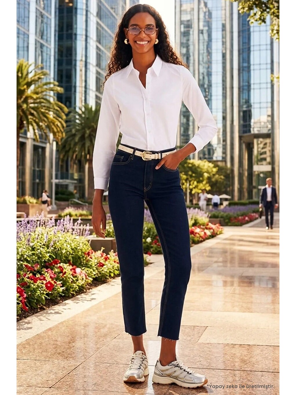 Kadın 2'li Paket Beyaz Slim Fit Dar Kesim Uzun Kollu Pamuklu Vücuda Oturan Dokulu Basic Gömlek-1