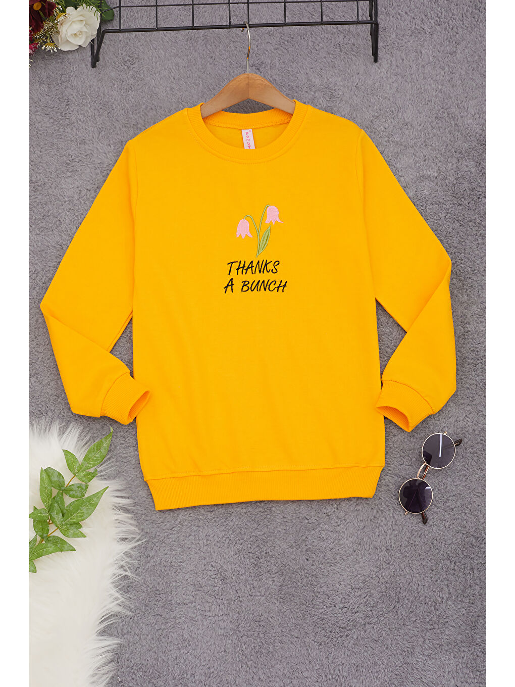 Pembe Life Kids Club Sarı Lale Nakışlı Kız Çocuk Sweatshirt 17213 - 2