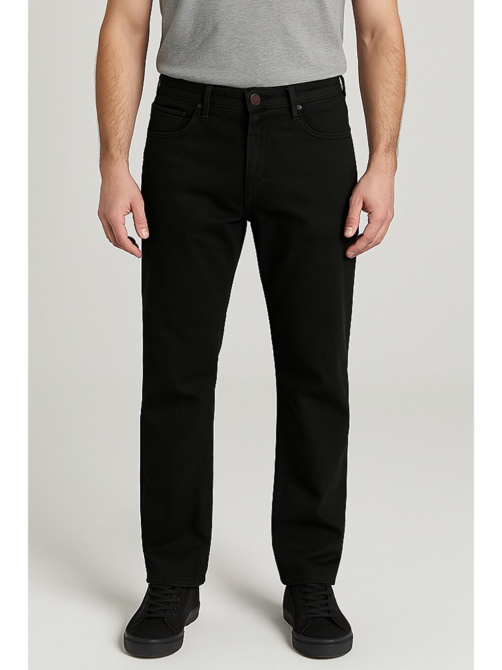 Siyah Erkek Fermuarlı Elastanlı Jean Pantolon