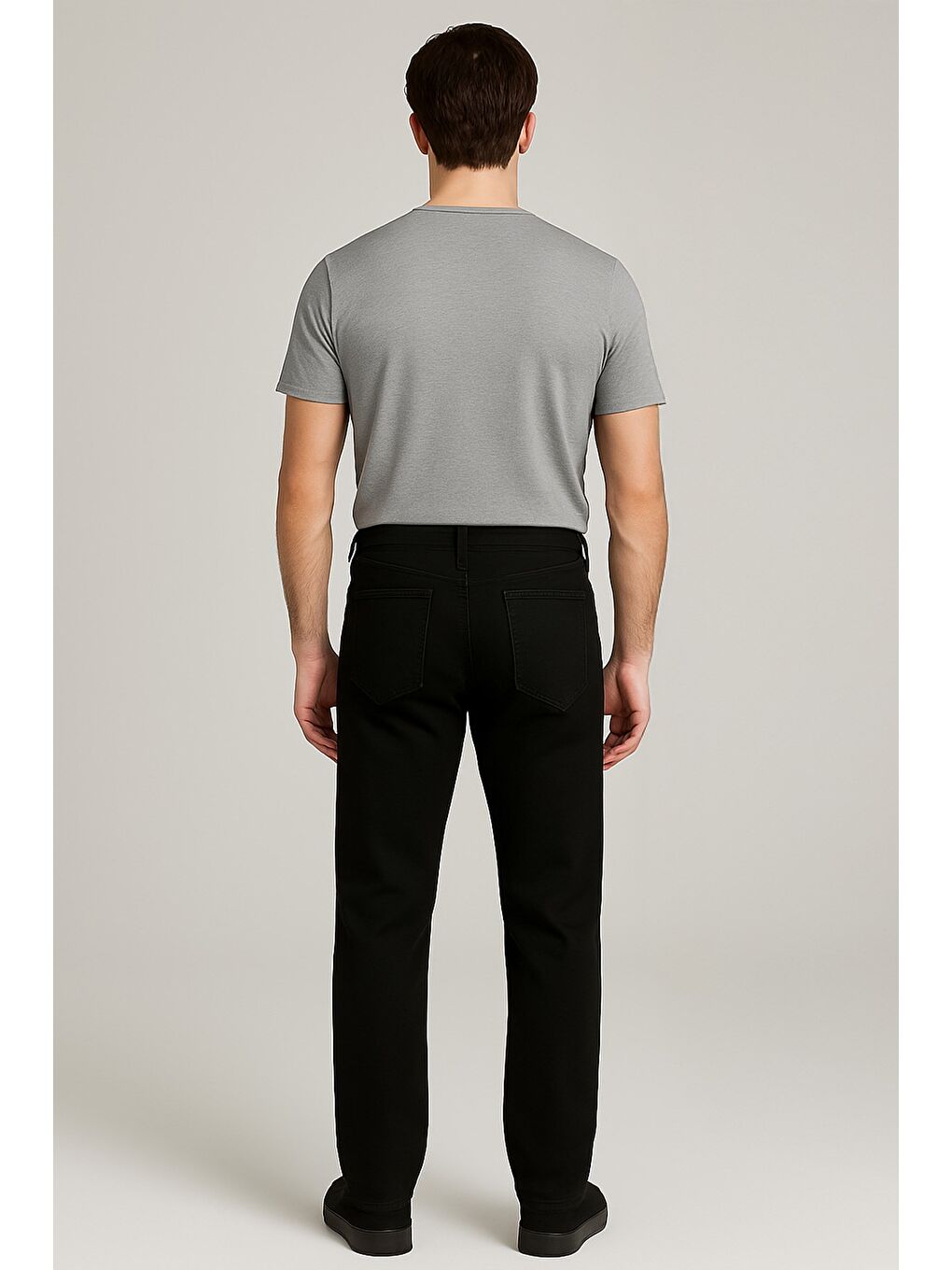 Siyah Erkek Fermuarlı Elastanlı Jean Pantolon-2