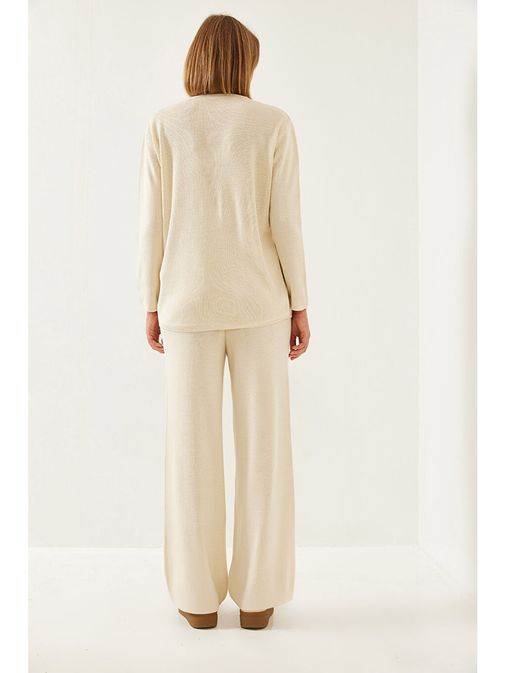 Ekru Kadın Triko Alt-Üst Takım-5