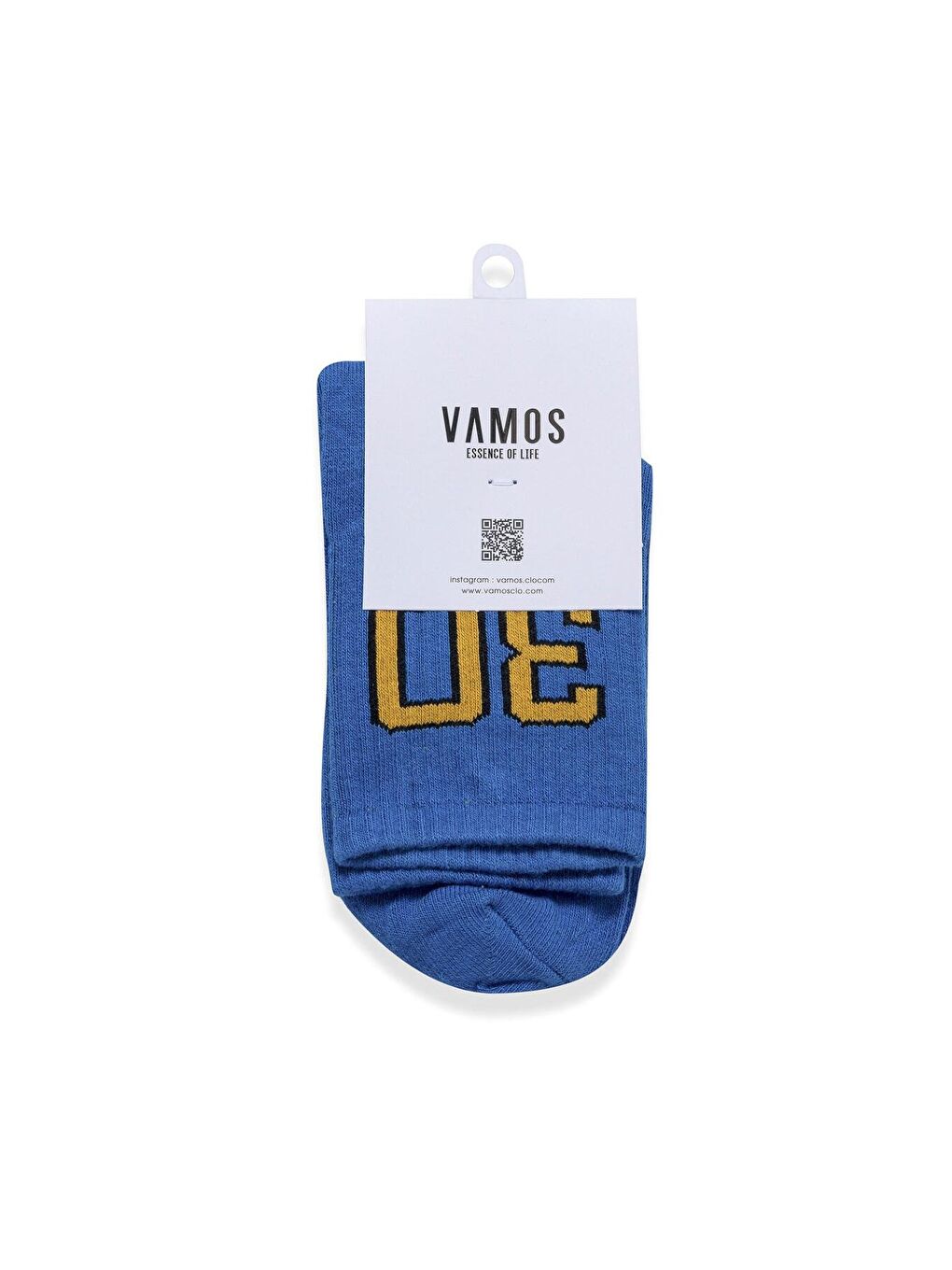 Mavi Baskılı Socket Çorap Saks-2