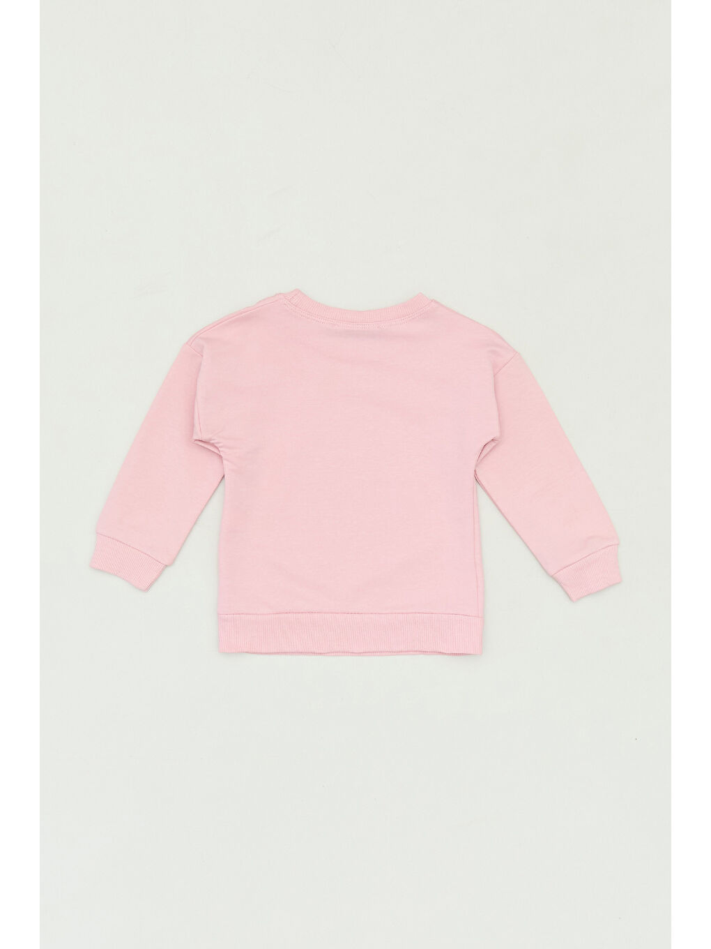 Fullamoda Pudra Pembe Papatya Baskılı Bisiklet Yaka Kız Çocuk Sweatshirt - 1