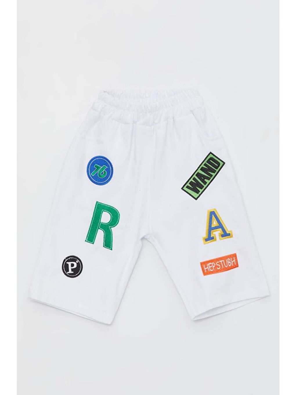 Erkek Çocuk Yazı Baskılı Yakada Düğme Detaylı Yeşil Şortlu Takım-4