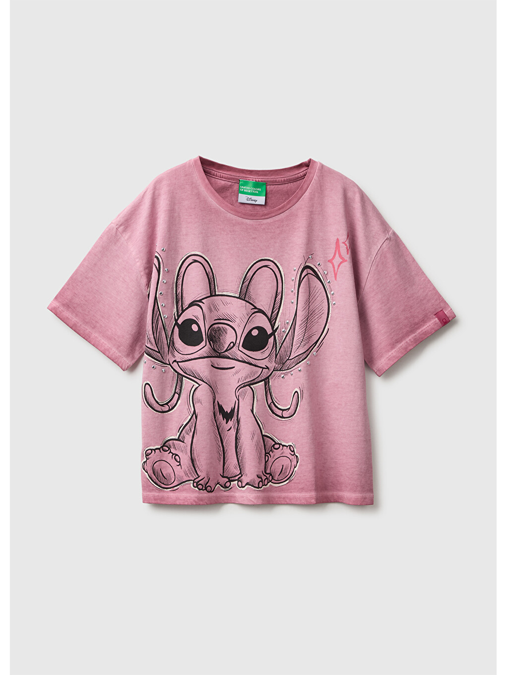 Kız Çocuk Pembe Lilo&stitch Baskılı Kısa Kollu Tişört