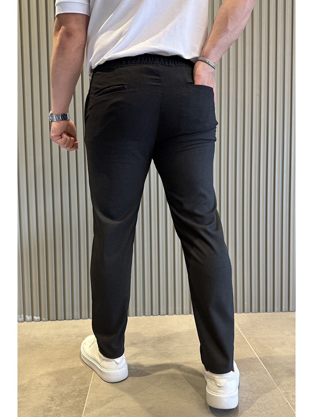 Antrasit Bel Bağcıklı Erkek Jogger Pantolon-2