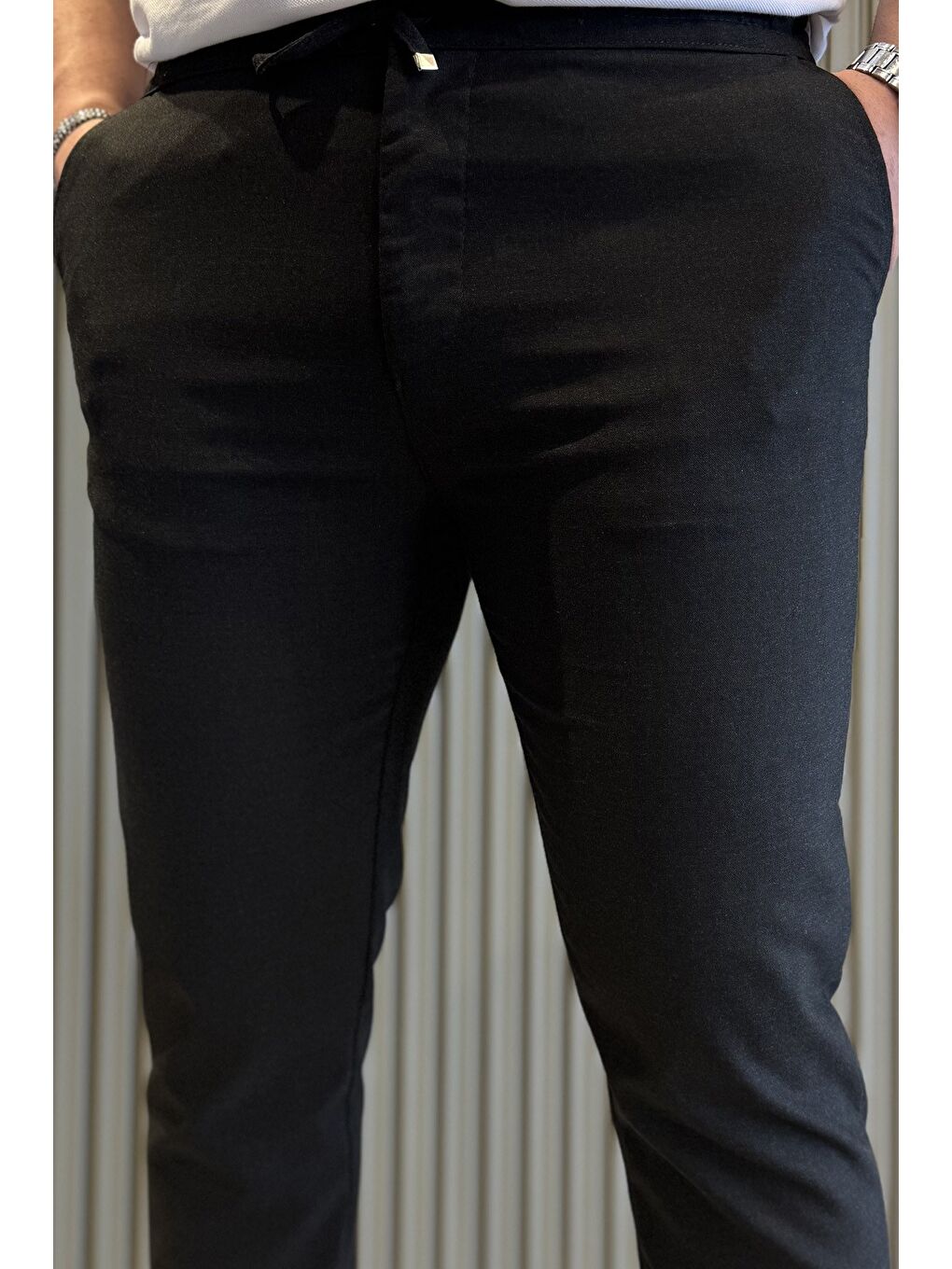 Antrasit Bel Bağcıklı Erkek Jogger Pantolon-3