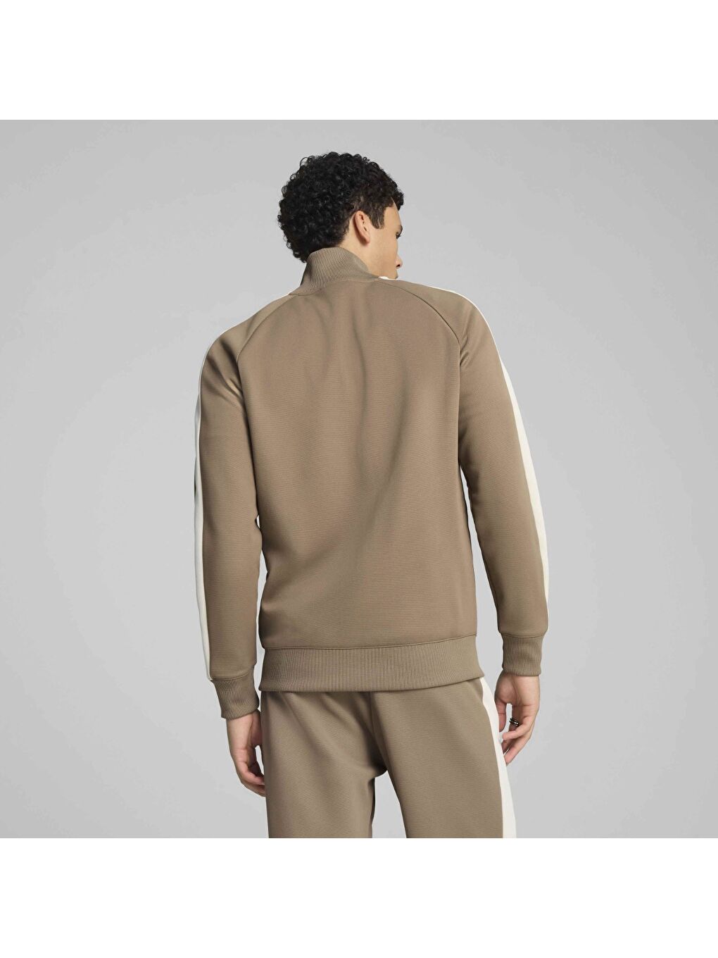 T7 Always On Erkek Bej Dik Yaka Fermuarlı Sweatshirt-4