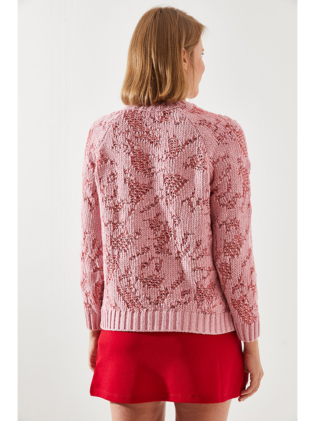 Pembe Kadın Triko Kazak-5