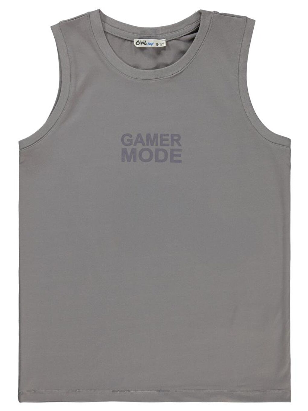 Gri Boys Gamer Mode Reflektör Baskılı Sıfır Kol 10-13 Yaş Tişört-1
