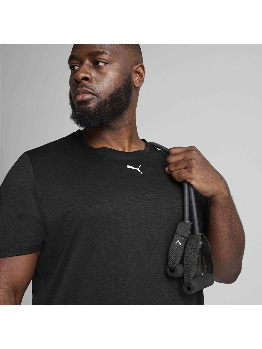 Essentials Heather Erkek Siyah Yuvarlak Yaka Tişört-2