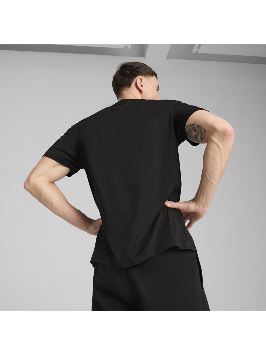 Essentials Heather Erkek Siyah Yuvarlak Yaka Tişört-3