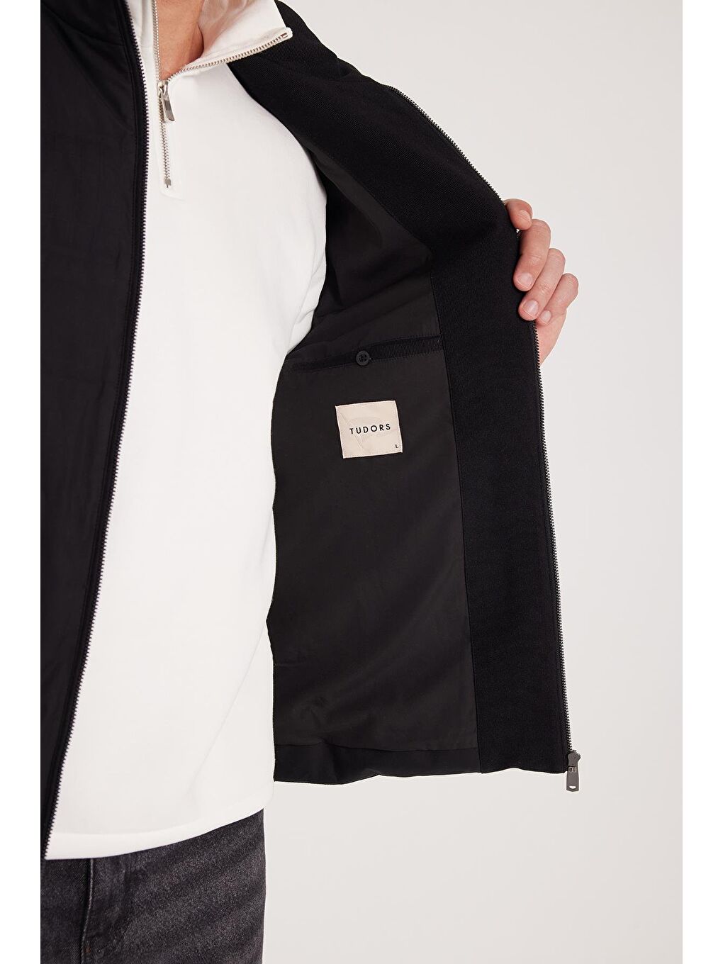 Erkek Regular Fit Klasik Kesim Kaz Tüyü Çift Cepli Fermuarlı Sıcak Tutan Siyah Mont-2