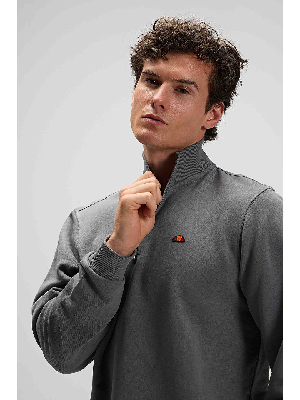 Antrasit Pamuklu Regular Fit Yarım Fermuarlı Dik Yaka Sweat EM580-ANT-1